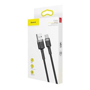 Baseus Cafule Cable Durable Nylon Braided Wire USB Type-C QC3.0 3A 1M black-grey CATKLF-BG1